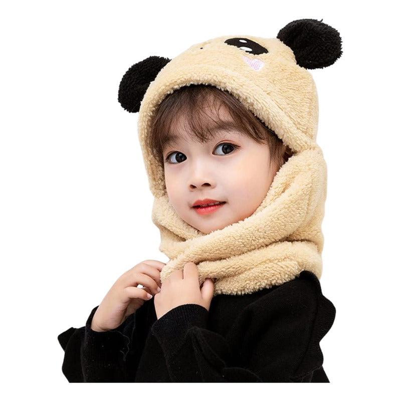 Pasamontaña De Felpa Oso Panda Gorro Con Cuello Infantil - Louicid