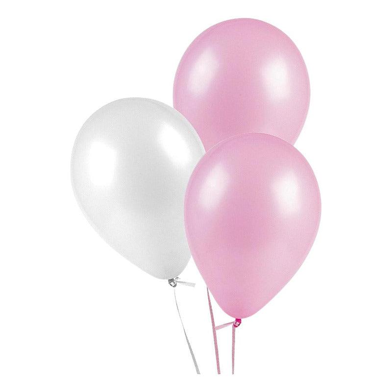 Globo Liso Blanco/color De 25 Unidades Celebraciones Glam - Louicid