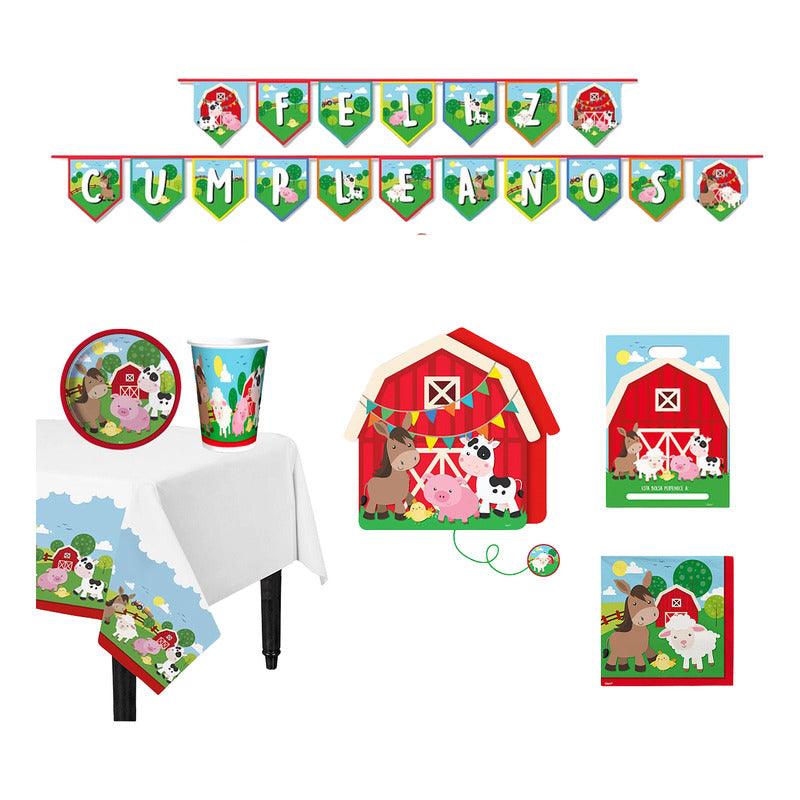 Pack Cumpleaños Animalitos La Granja Para 6 Niños Decoración Infantil - Louicid