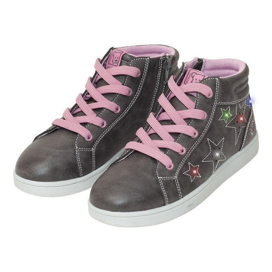 Zapatilla De Niña Cordones Con Luces Led Gris - Louicid