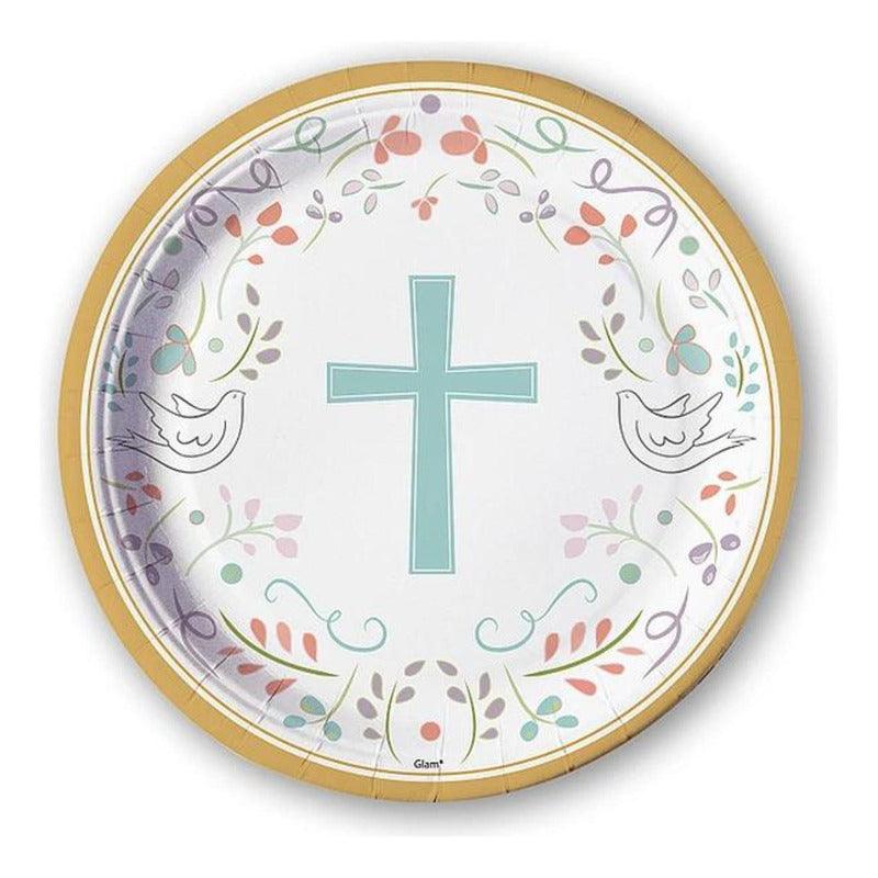 Plato De Cartón Religioso Cruz 6 Uds Para Celebraciones - Louicid