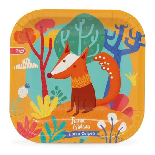 Set 6 Platos De Cumpleaños Fauna Chilena Ecofriendly Palms - Louicid