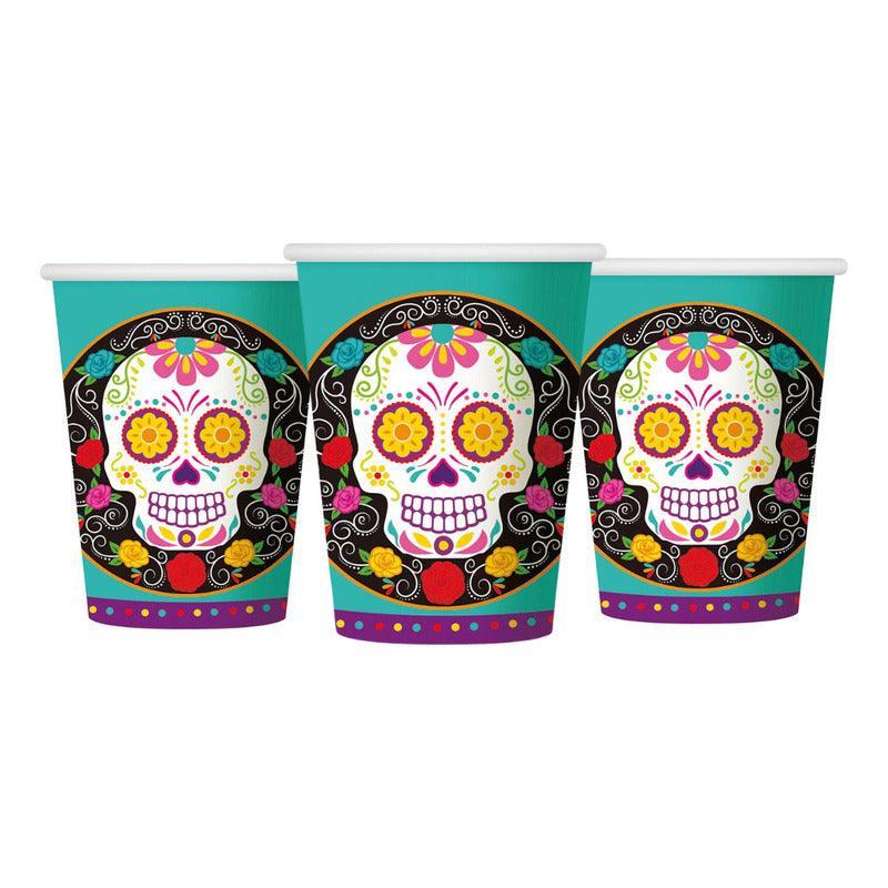 Set 6 Vasos Papel Catrina 270cc Para Halloween Big Party - Louicid