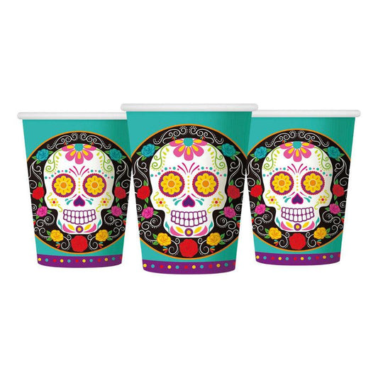 Set 6 Vasos Papel Catrina 270cc Para Halloween Big Party - Louicid