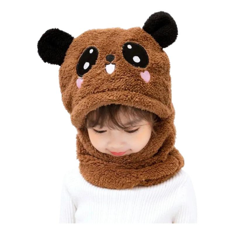 Pasamontaña De Felpa Oso Panda Gorro Con Cuello Infantil - Louicid