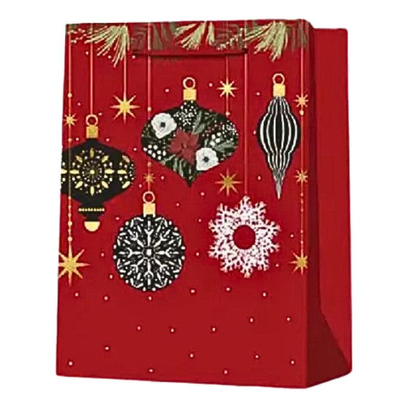 Bolsa Para Regalo Burdeo Grande 32x26x10cm Diseño Navidad - Louicid