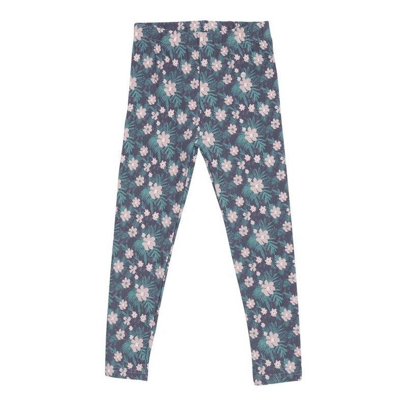 Calza De Niña Azul Estampado Floreal Pillin - Louicid