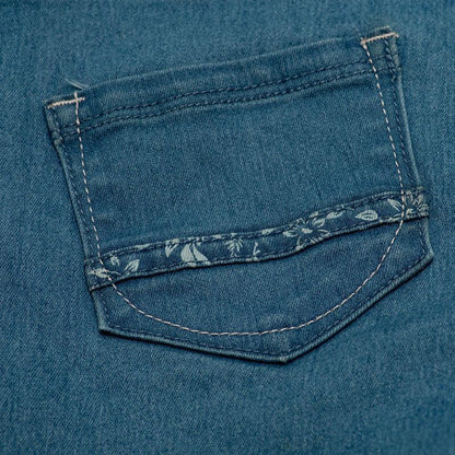 Short Mezclilla De Niña Con Cinta Macramé Pillin - Louicid