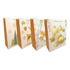 Bolsa Para Regalo Dorado Grande 40x30x12cm Diseño Navidad - Louicid