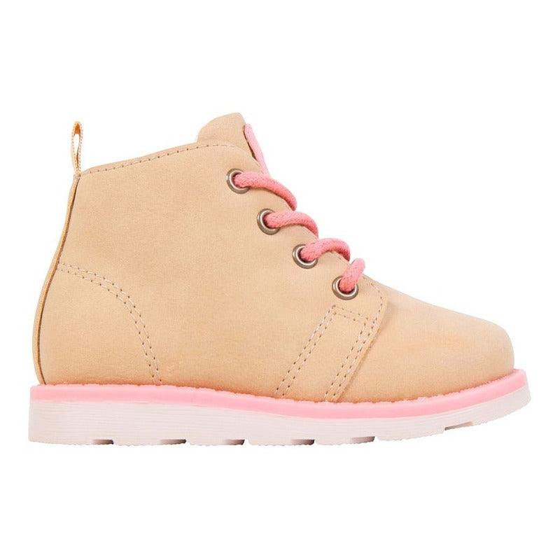 Botin De Niña Urbano Café Con Cordones - Louicid