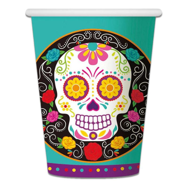 Set 6 Vasos Papel Catrina 270cc Para Halloween Big Party - Louicid