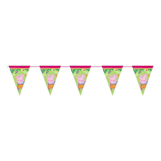 Guirnalda 10 Banderines Peppa Pig Para Cumpleaños Glam - Louicid