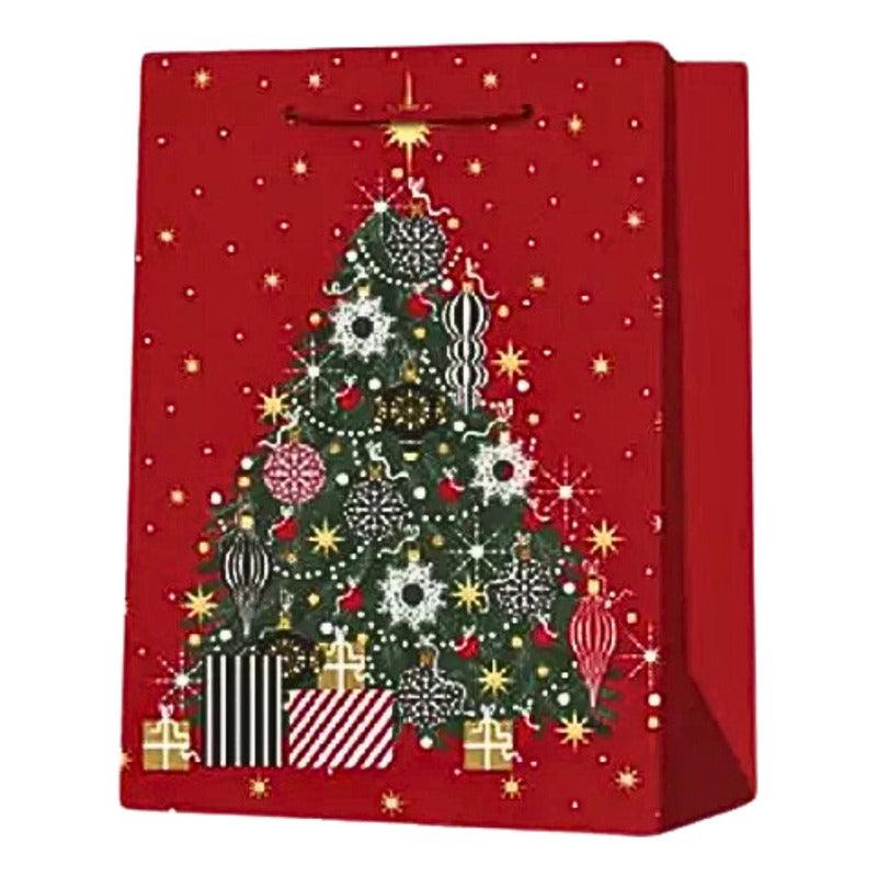 Bolsa Para Regalo Burdeo Grande 32x26x10cm Diseño Navidad - Louicid