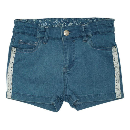 Short Mezclilla De Niña Con Cinta Macramé Pillin - Louicid