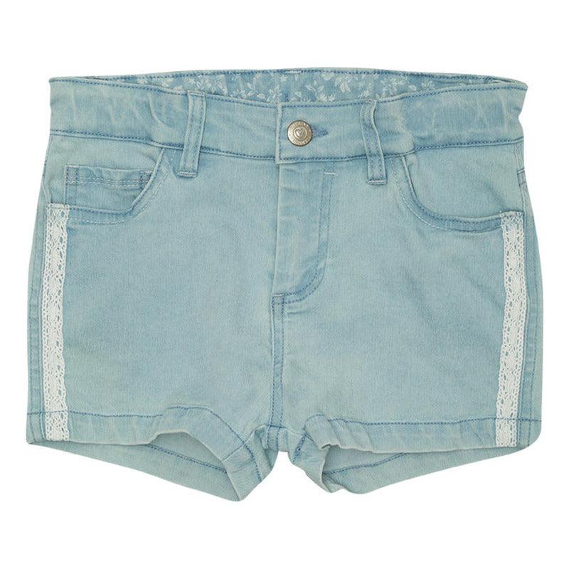 Short Mezclilla De Niña Con Cinta Macramé Pillin - Louicid