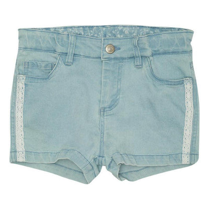 Short Mezclilla De Niña Con Cinta Macramé Pillin - Louicid