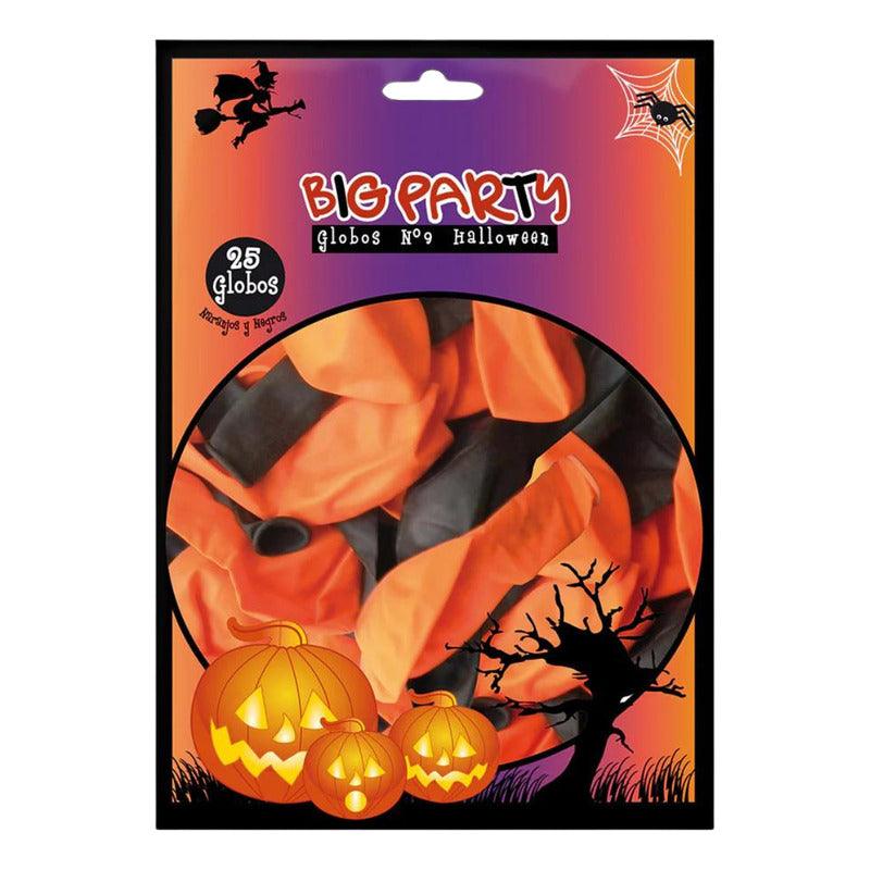Pack 25 Globos Lisos Naranja & Negro N9 Decoración Halloween - Louicid
