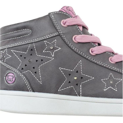 Zapatilla De Niña Cordones Con Luces Led Gris - Louicid