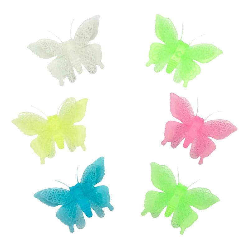Set 8 Pegatinas Fluorescente Mariposa Brillan En La Oscurida - Louicid