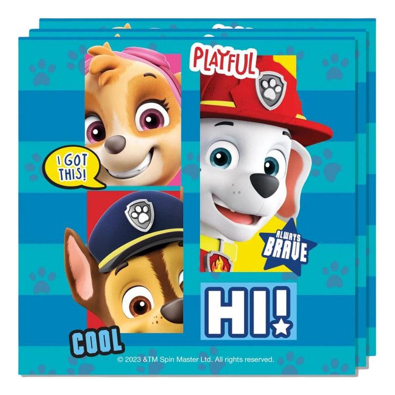 Set 10 Servilletas Paw Patrol 33x33 Cm Para Cumpleaños - Louicid