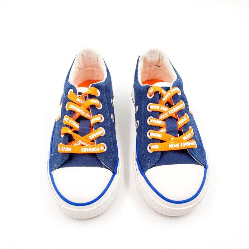 Zapatilla De Niño Cordones Estampados Azul - Louicid
