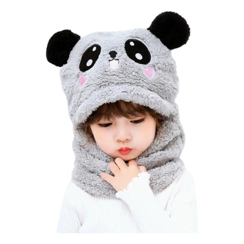 Pasamontaña De Felpa Oso Panda Gorro Con Cuello Infantil - Louicid