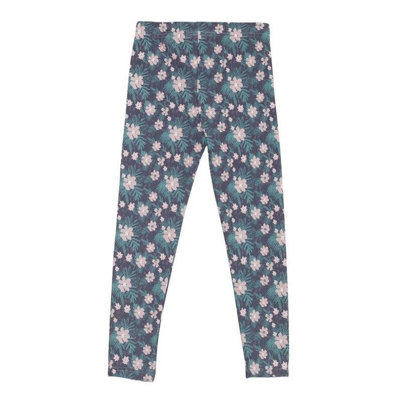 Calza De Niña Azul Estampado Floreal Pillin - Louicid