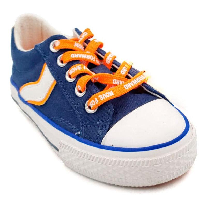 Zapatilla De Niño Cordones Estampados Azul - Louicid