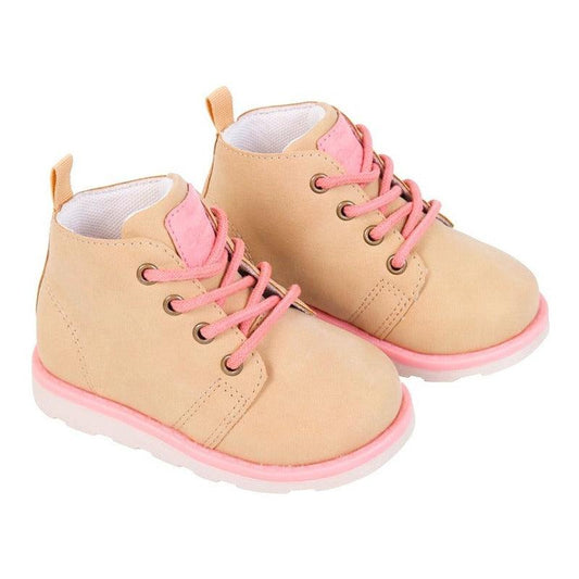 Botin De Niña Urbano Café Con Cordones - Louicid