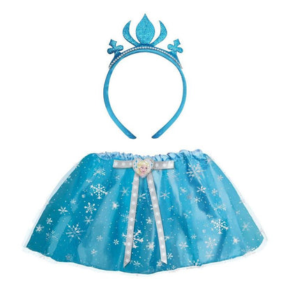 Disfraz Frozen Disney Falda Con Cintillo Corona Celeste - Louicid