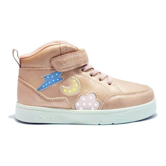 Zapatilla De Niña Luna Con Luces Velcro Rosado - Louicid