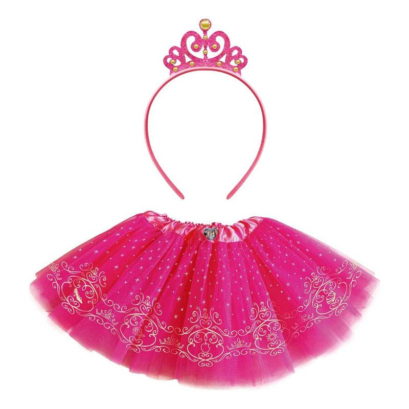 Disfraz Princesa Disney Falda Con Cintillo Corona Fucsia - Louicid