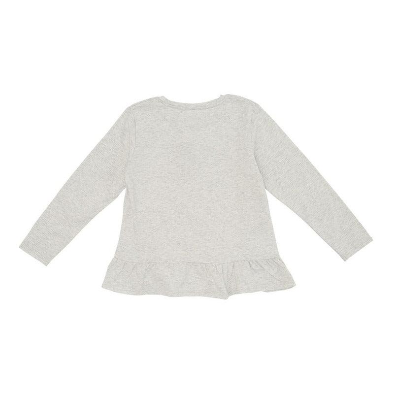 Polera De Niña Manga Larga Gris Claro Pillin - Louicid