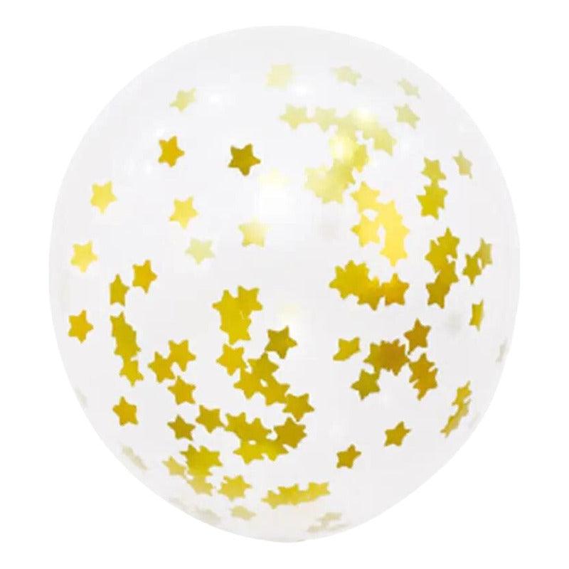 Globo Látex Confeti Estrella Dorada 45cm Decoración Belina - Louicid