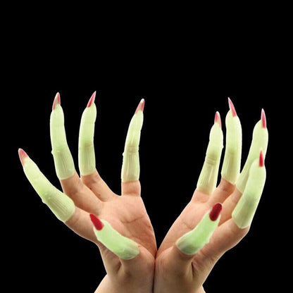 Set 10 Dedos Fluorescente De Bruja Disfraz Para Halloween - Louicid