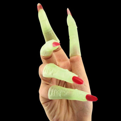 Set 10 Dedos Fluorescente De Bruja Disfraz Para Halloween - Louicid