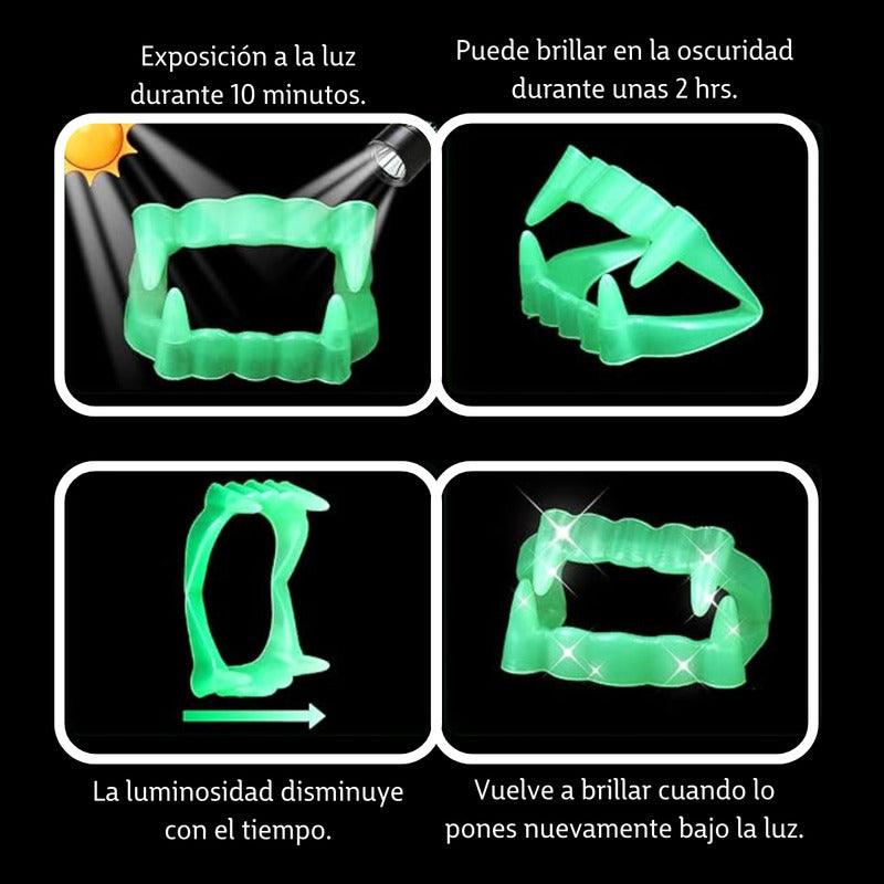 Set Dientes Y 5 Dedos Fluorescente De Vampiro Disfraz Para Halloween - Louicid