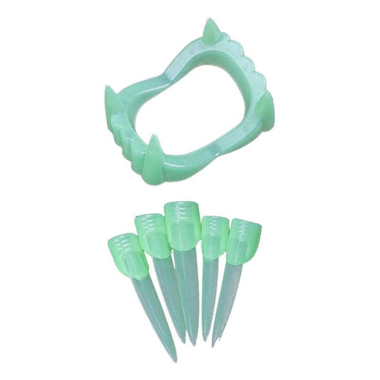 Set Dientes Y 5 Dedos Fluorescente De Vampiro Disfraz Para Halloween - Louicid