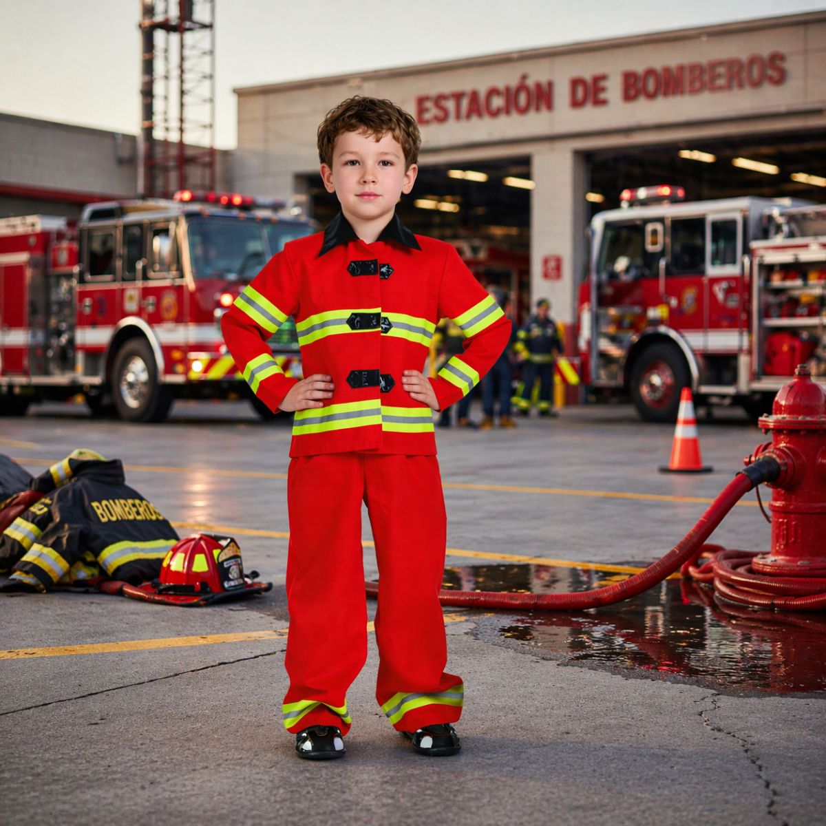 Disfraz De Bombero Para Niño 7 a 9 años Estación de bomberos - Louicid