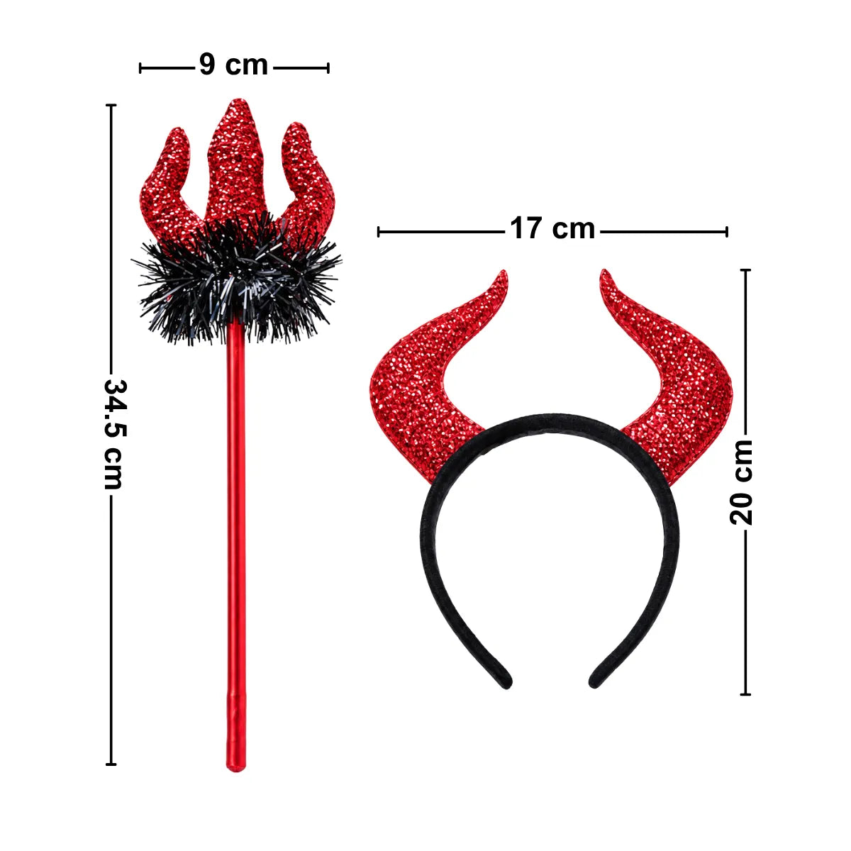 Disfraz Diabla Niña Rojo 2 Piezas Cintillo y varita Halloween - Louicid