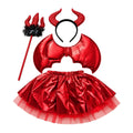 Disfraz Diabla Niña Rojo 4 Piezas Halloween - Louicid