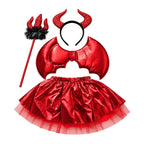 Disfraz Diabla Niña Rojo 4 Piezas Halloween - Louicid