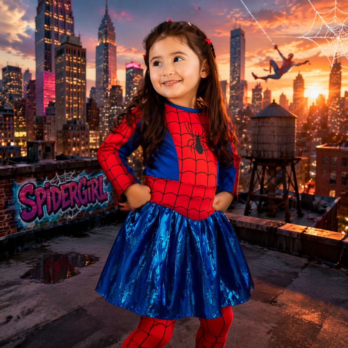 Disfraz Spidergirl Marvel Para Niñas Ciudad - Louicid
