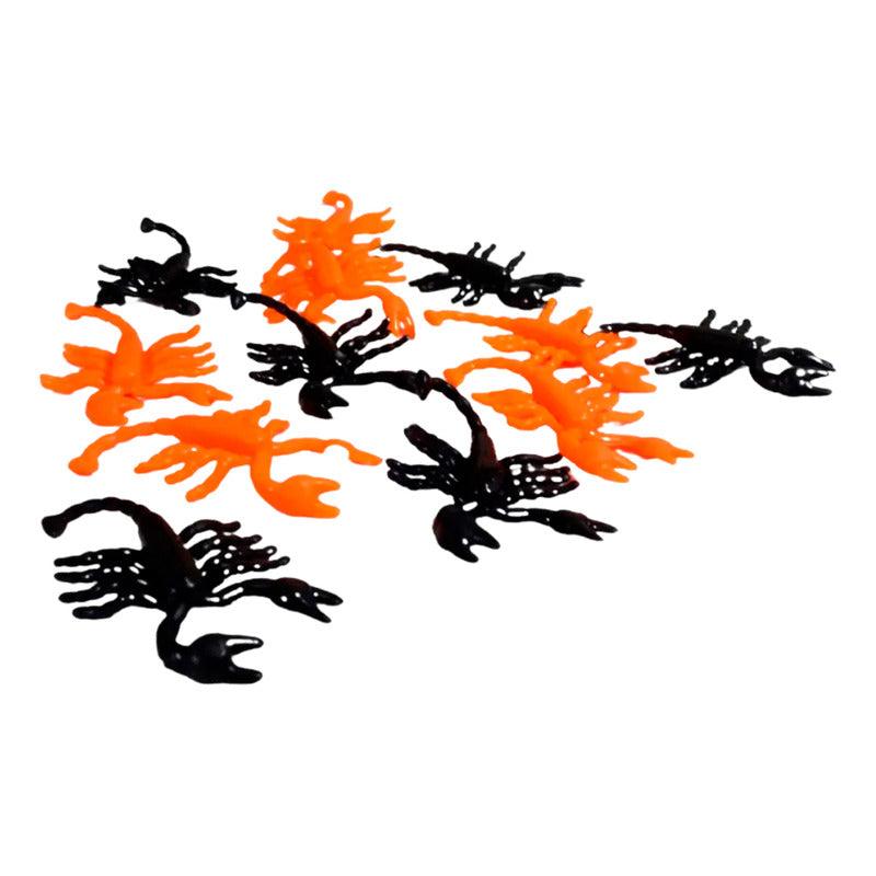 Pack 12 Escorpiones Negras & Naranja Decoración Halloween - Louicid