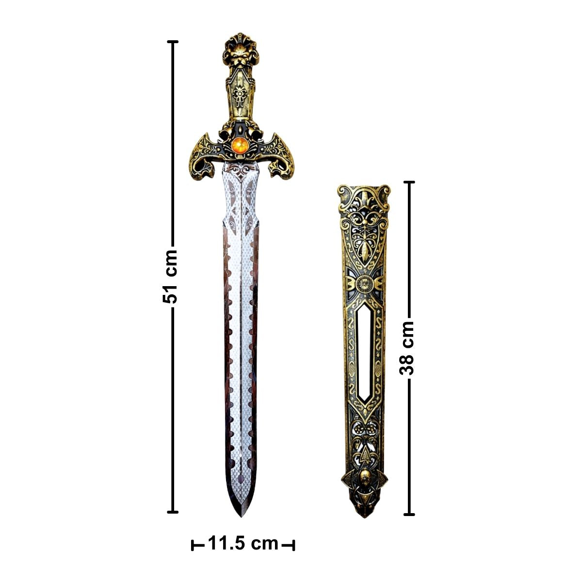 Espada Caballero desenfundada 53 cm Medidas - Louicid