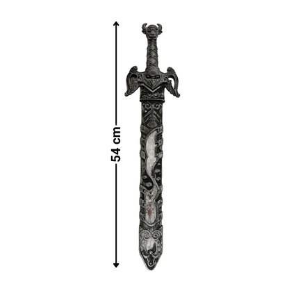 Espada medieval de plástico con funda para niños, 54 cm con sus medidas - Louicid