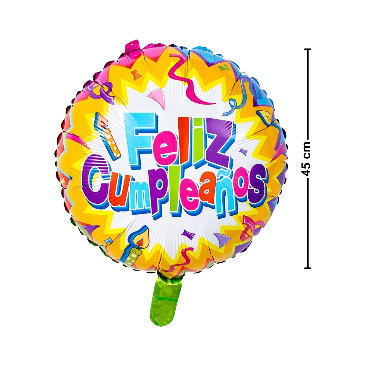 Globo Foil Feliz Cumpleaños 45cm Medidas - Louicid