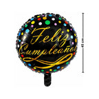 Globo Foil Feliz Cumpleaños 45cm Negro Medidas - Louicid