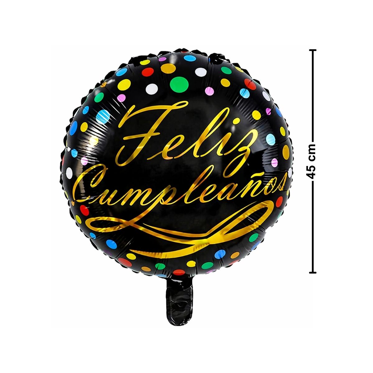 Globo Foil Feliz Cumpleaños 45cm Negro Medidas - Louicid