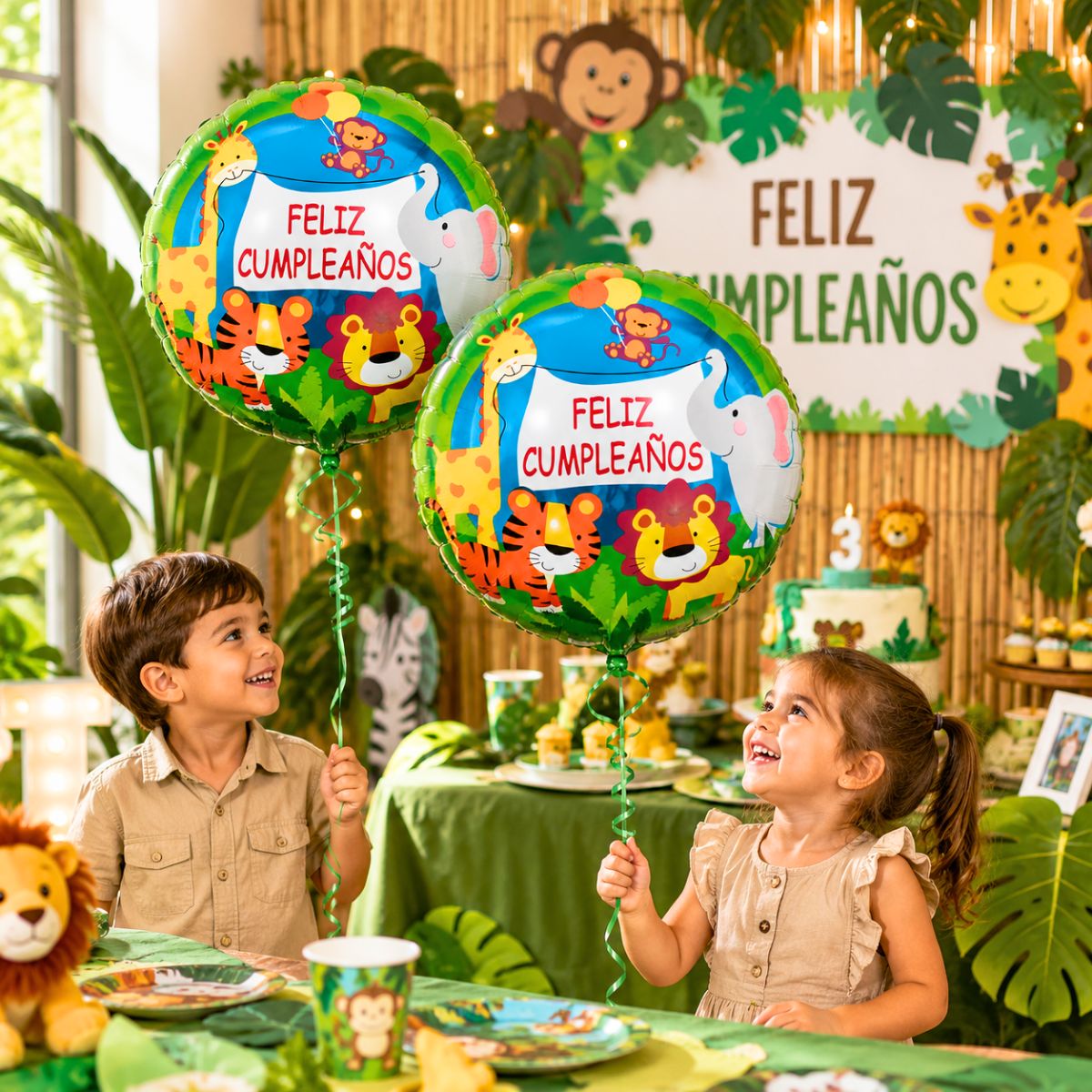 Globo Foil Selva Feliz Cumpleaños 45cm Celebración - Louicid